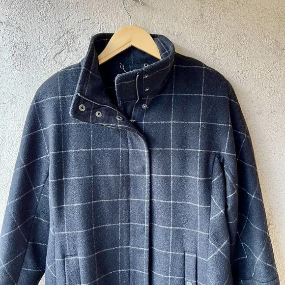 Lucky Brand Checkered Wool Blend Zip Front Coat Small - Picture 2 of 10